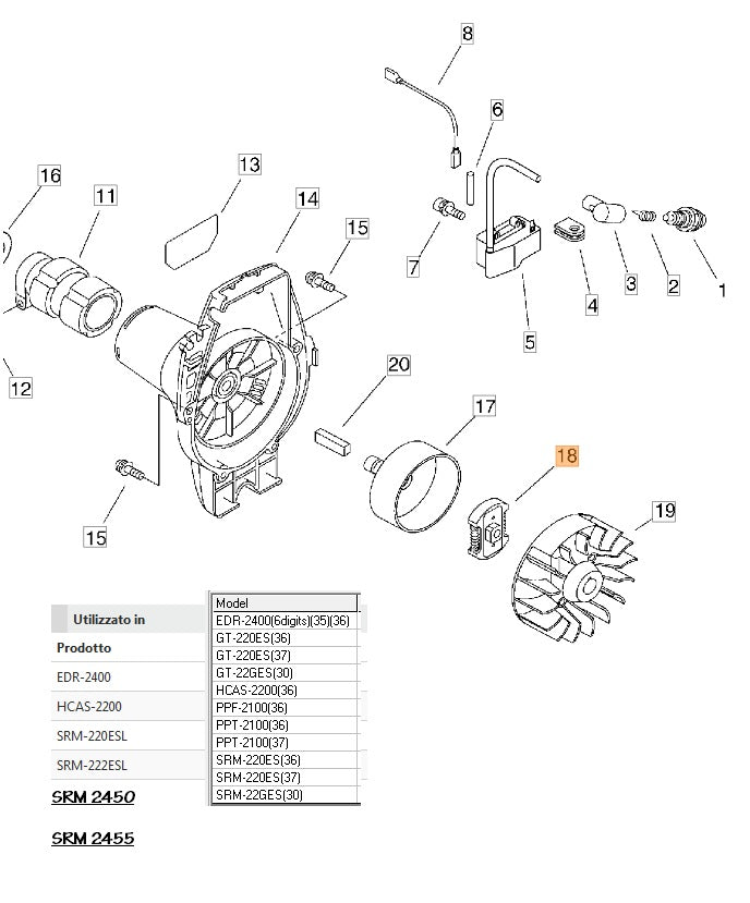 Frizione completa per decespugliatore t226s /225s shindaiwa echo