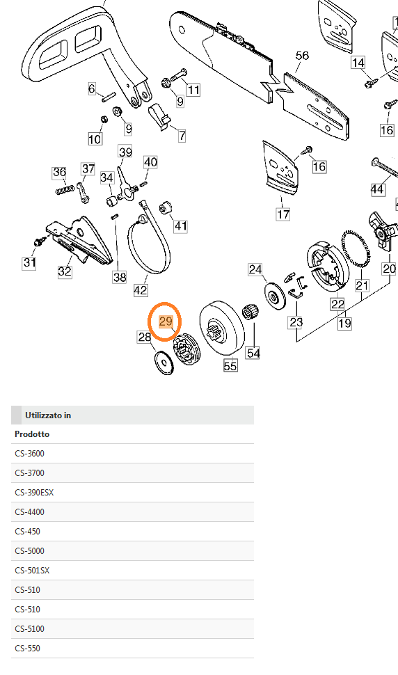 ANELLO CAMPANA FRIZIONE  325 PER MOTOSEGA TIPO 452 S /501 SX SHINDAIWA