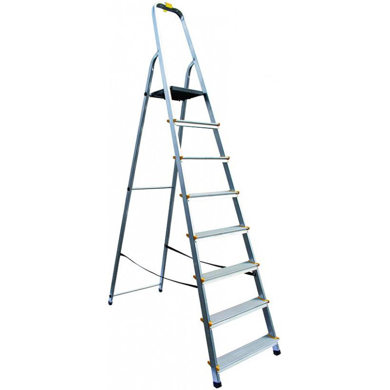 SCALA ALLUMINIO ERCOLE VIGOR 7+1 A LIBRO PORTATA 150 KG.