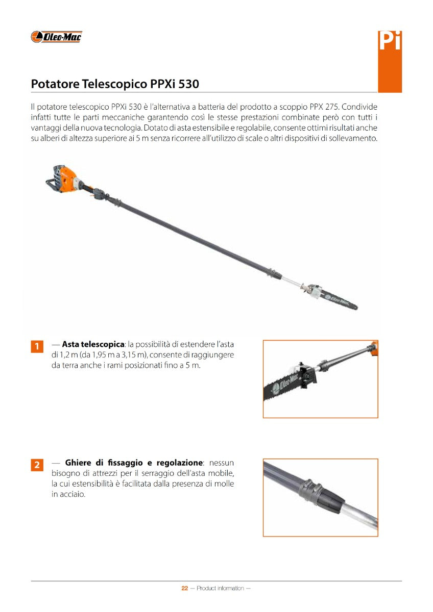 KIT POTATORE TELESCOPICO A BATTERIA PPXI 530+1 BAT.4 AH+CRG-56V OLEOMAC
