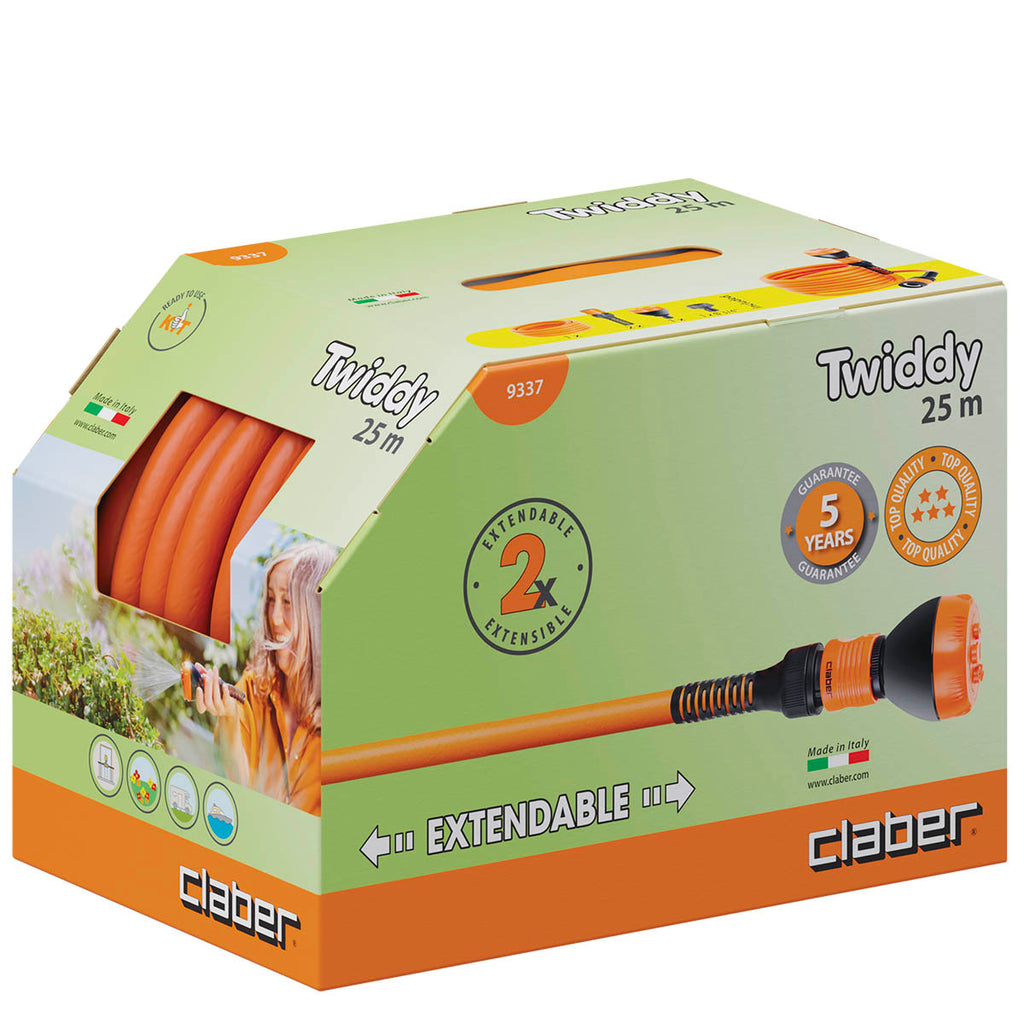 TWIDDY TUBO ESTENSIBILE CLABER DA 25 MT.COMPLETO DI LANCIA