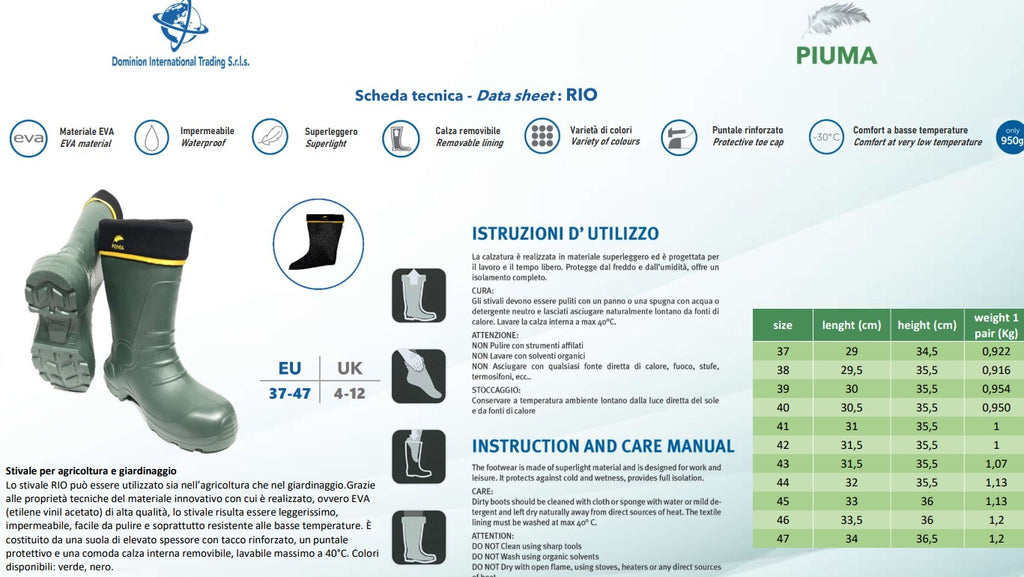 STIVALE RIO VERDE TAG.45 PIUMA DOMINION
