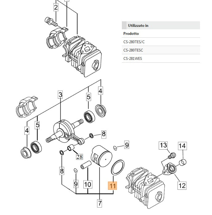 FASCIA ELASTICA DA1 PEZZO PER MOTOSEGA 280 TCS SHINDAIWA