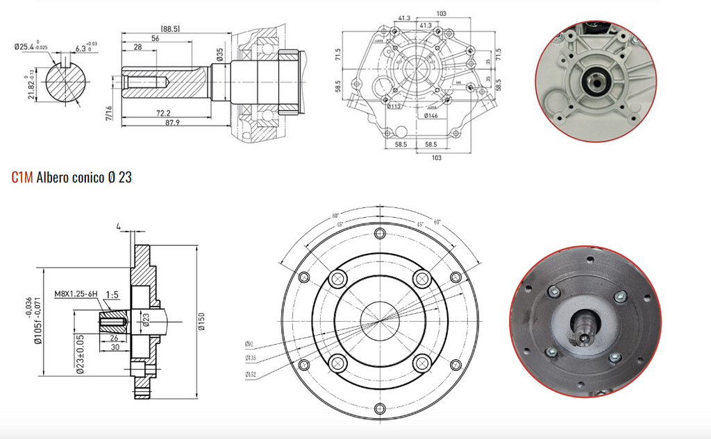 MOTORE ZBM270 CON ALBERO CONICO DA 9 HP DIAMETRO 23