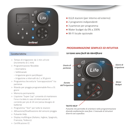 PROGRAMMATORE IRRITROL LIFE4 TRASFORMATORE INTERNO 230/240VAC