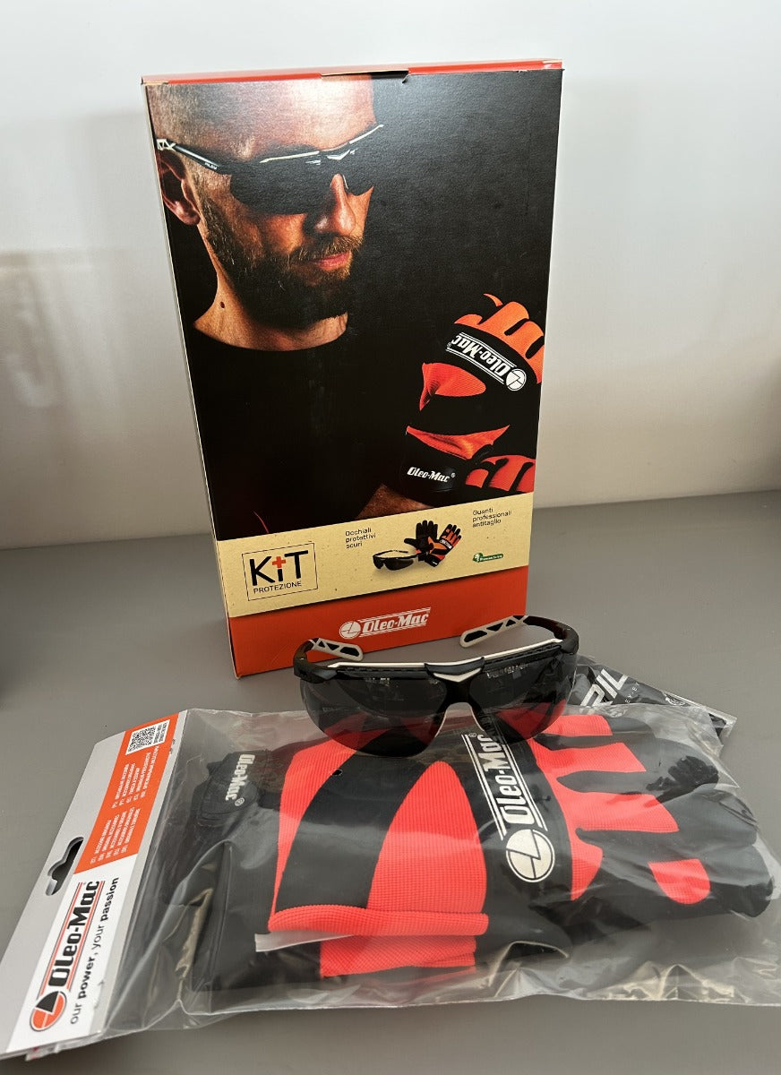 KIT PROTEZIONE OLEOMAC GUANTI PROFESSIONALI ANTITAGLIO M+OCCHIALI