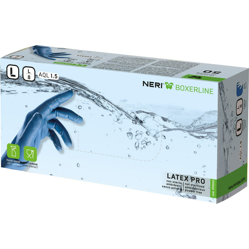 GUANTI LATEX PRO BLU SCURO SENZA POLVERE TG.M