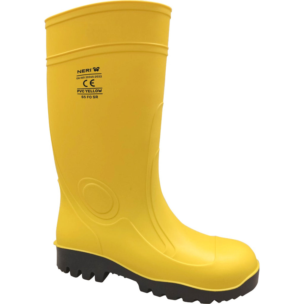 STIVALE PVC YELLOW GIALLO S5 SCR PUNTALE ACCIAIO NERI
