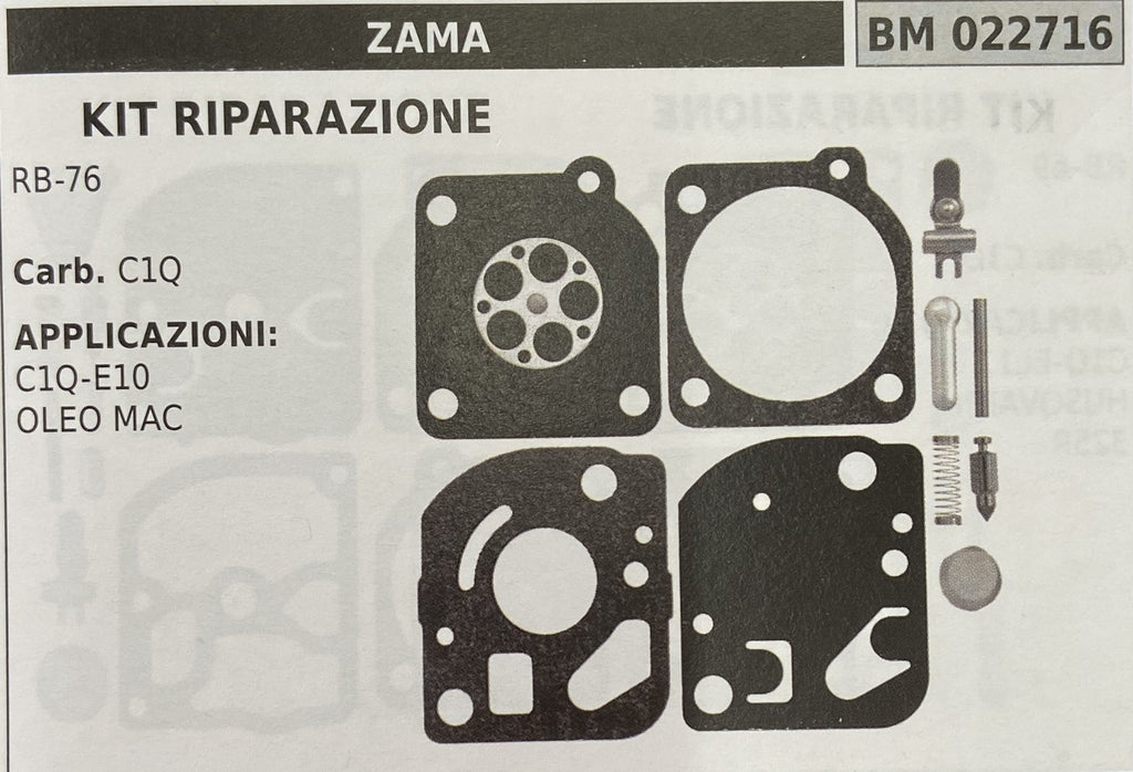 SERIE MEMBRANE RIPARAZIONE ZAMA RB 76 CARB C1-Q OLEOMAC