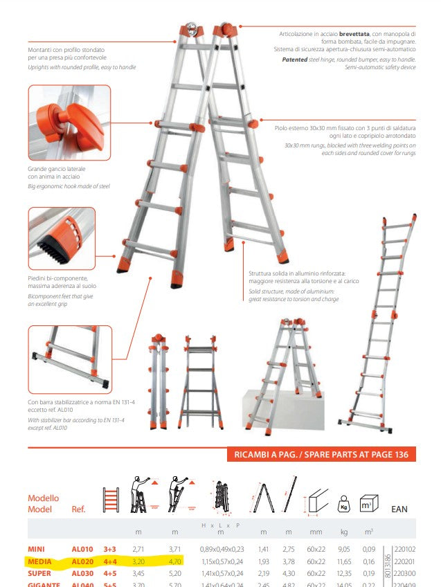 SCALA PEPPINA AL 020-2 IN ALLUMINIO MEDIA GIERRE