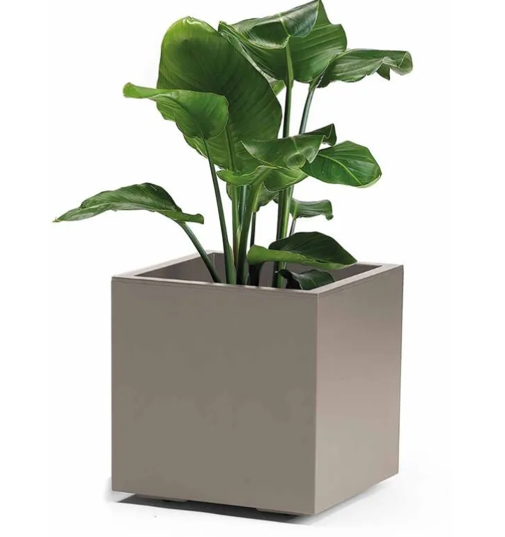 VASO KEBE QUADRO GREENER CM.40 CON RISERVA ACQUA,RUOTE TORTORA