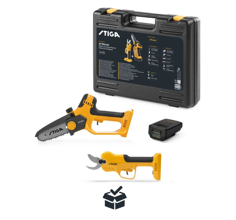 KIT CESOIA E SEGA DA POTATURA  A BATTERIA SP 100E  STIGA