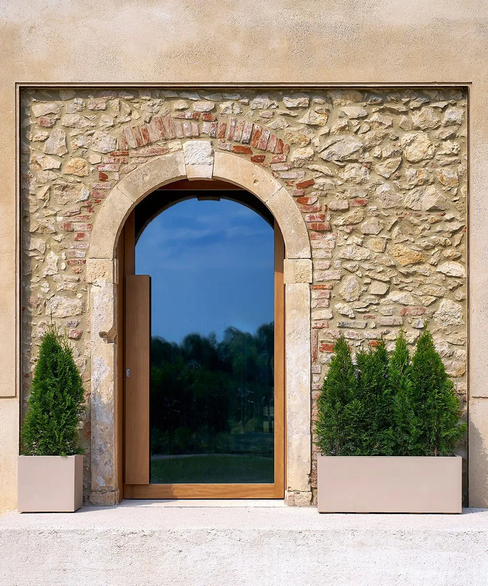 VASO KEBE QUADRO GREENER CM.40 CON RISERVA D'ACQUA BEIGE RUOTE DUNE