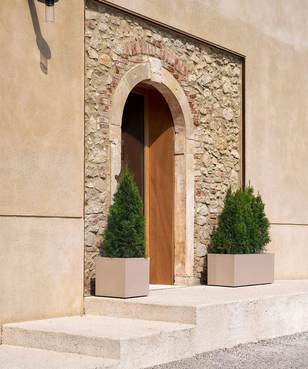 VASO KEBE QUADRO GREENER CM.40 CON RISERVA D'ACQUA BEIGE RUOTE DUNE