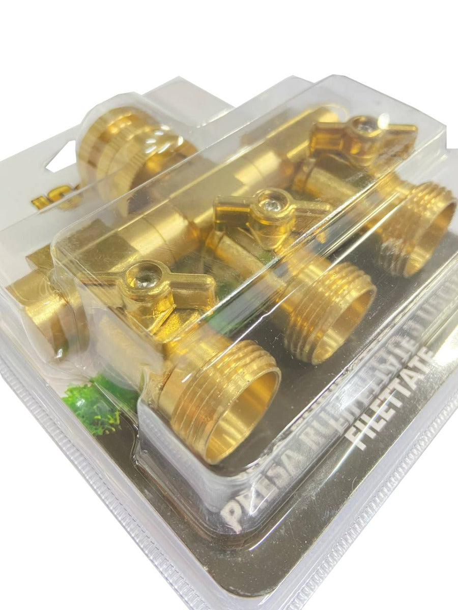 PRESA RUBINETTO 3 USCITE FILETTATE UIN OTTONE IL CAMPO