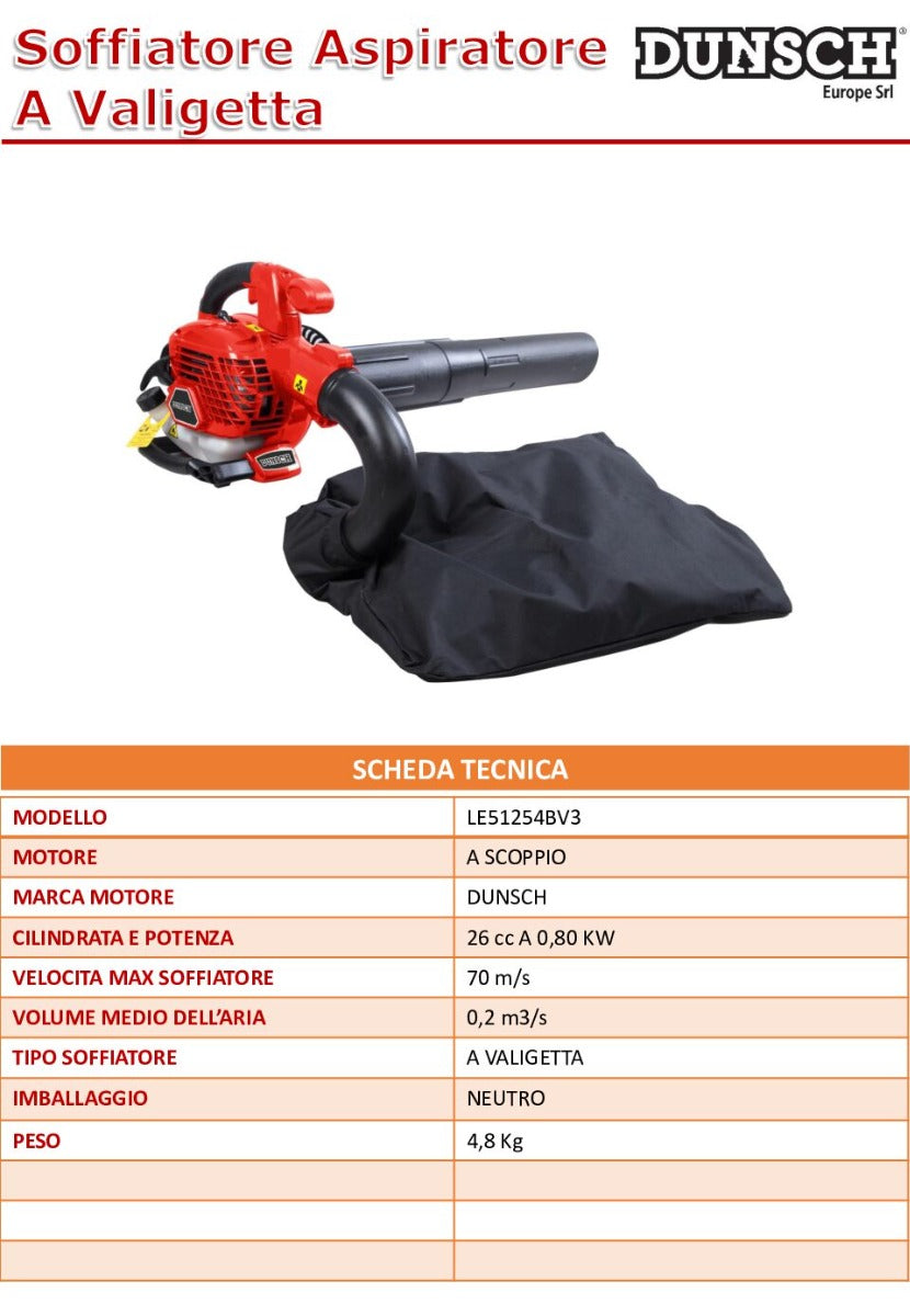 SOFFIATORE ASPIRATORE A SCOPPIO MANUALE 25.4 CC DUNSCH