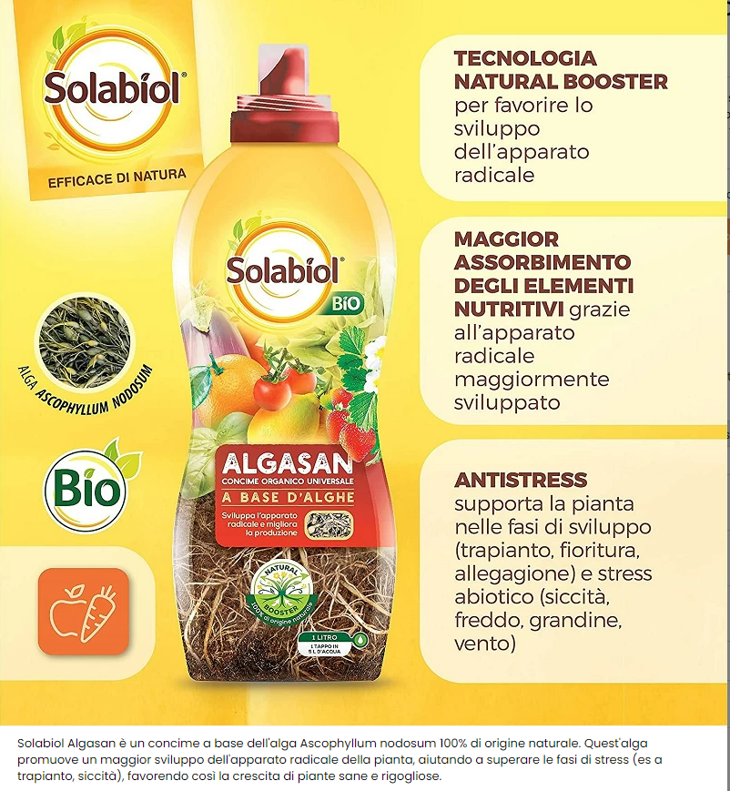 CONCIME ALGASAN SOLABIOL BIO LT.1A BASE DI ALGHE