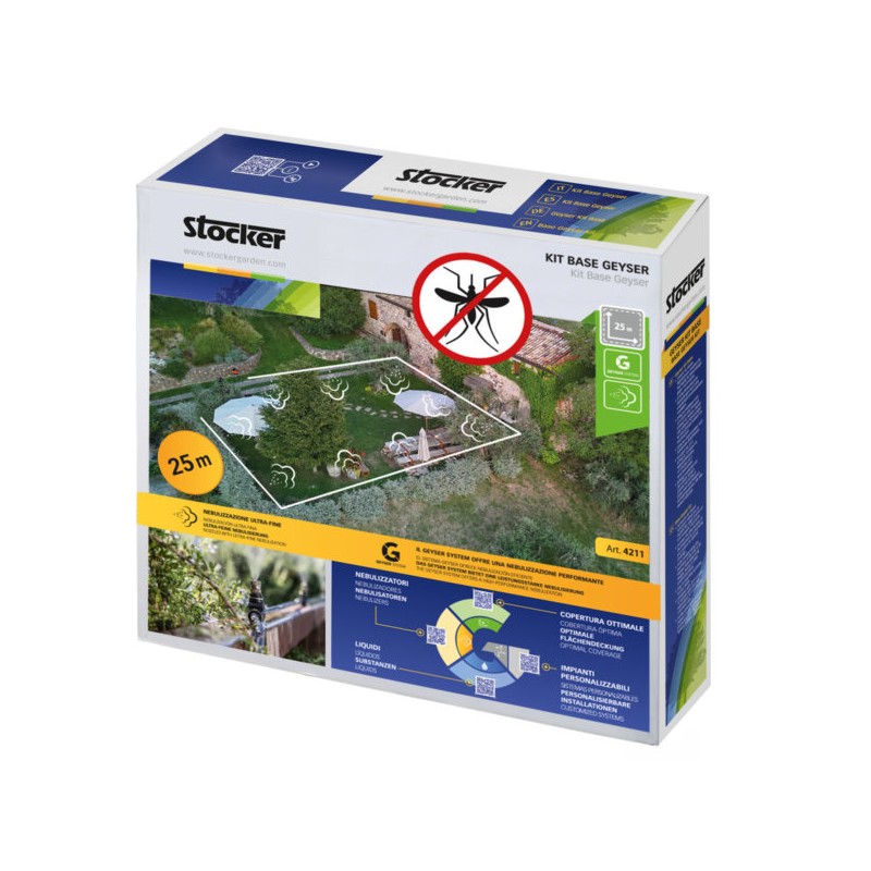 KIT BASE GEYSER 25MT TUBO,10UGELLI, T E 3 TAPPI CHIUSURA STOCKER