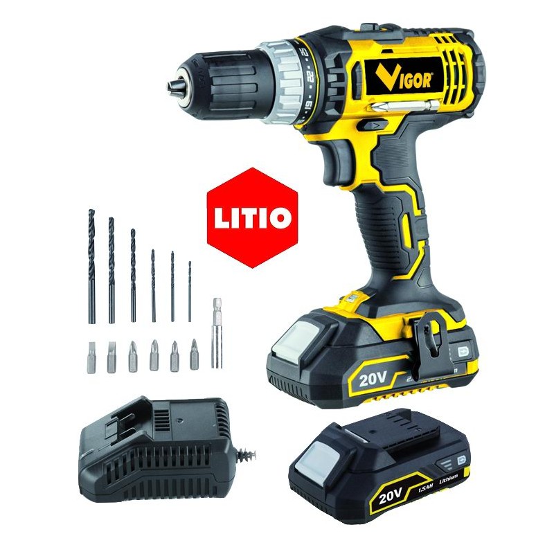 TRAPANO VIGOR  VI-T20/LIU 2 BATTERIE 20V 1.5AH