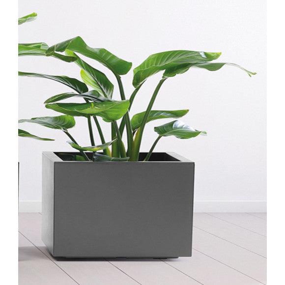 VASO KEBE QUADRO GREENER CM.40 CON RISERVA D'ACQUA, RUOTE ANTRACITE