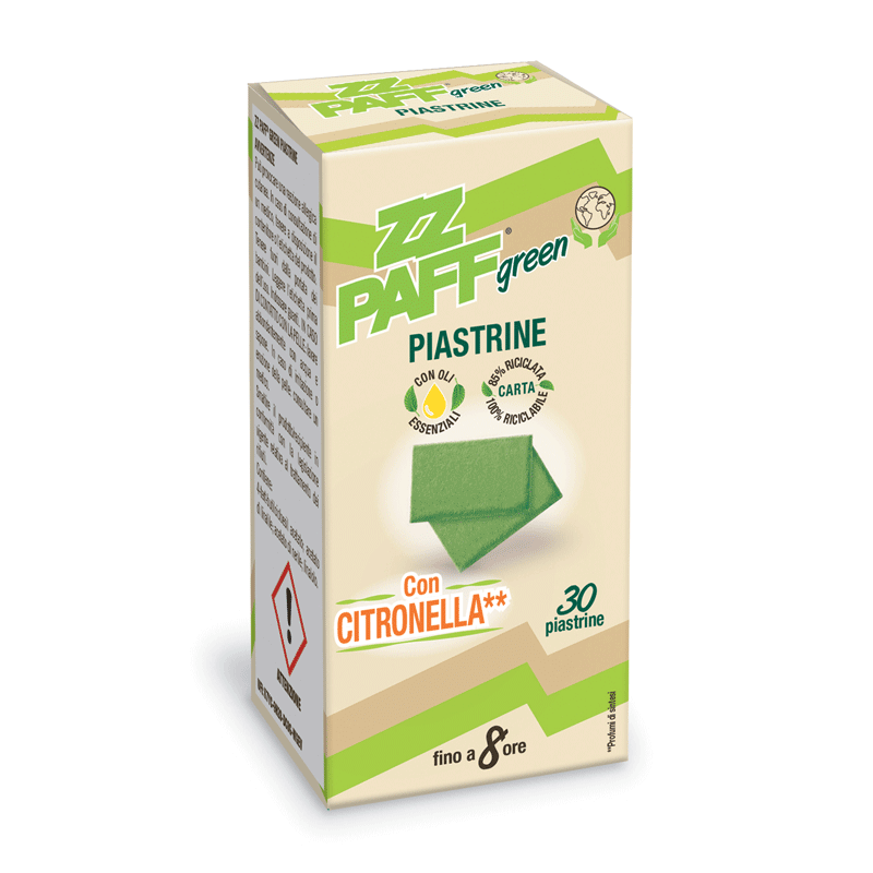 PIASTRINE ZZ PAFF GREEN CON CITRONELLA CONFEZIONE DA 30 PZ.
