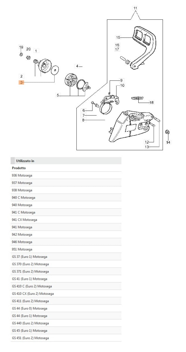 Rondella frizione 8.2x48x1.2 ricambio motosega 940 Oleomac