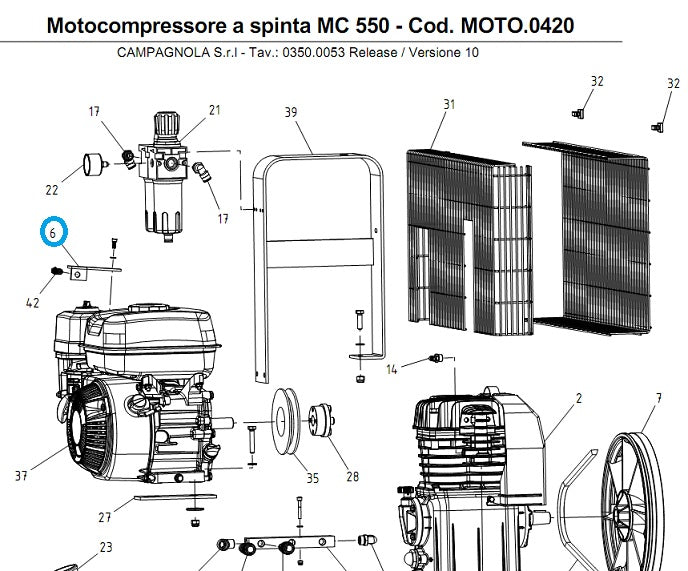 Supporto di autoregolazione per motocompressore 500 Campagnola