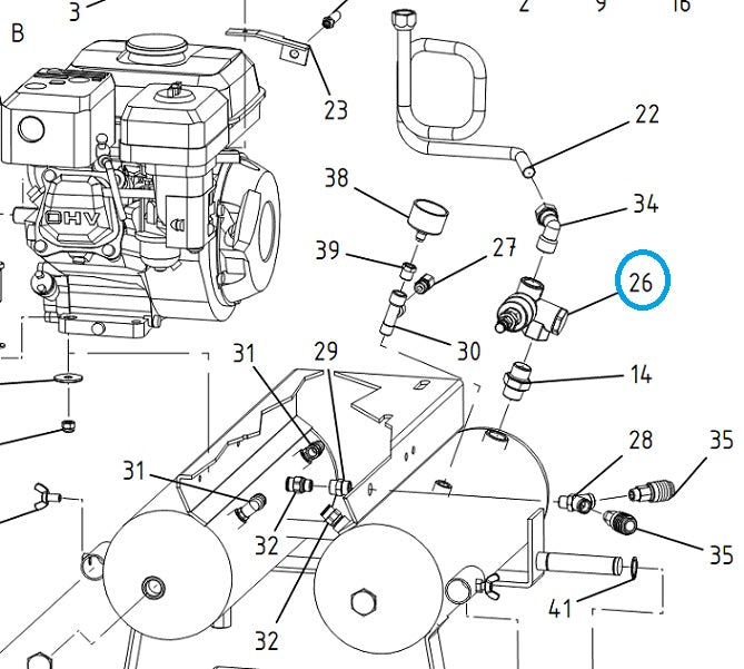 Valvola pilota 3/4" VCM 10-13 bar per motocompressore Campagnola
