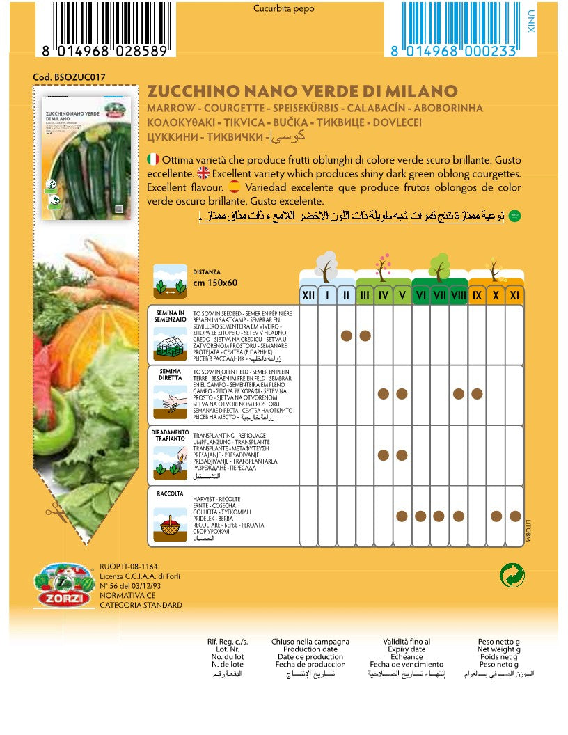 SEMI ZUCCHINO NANO VERDE DI MILANO ZORZI