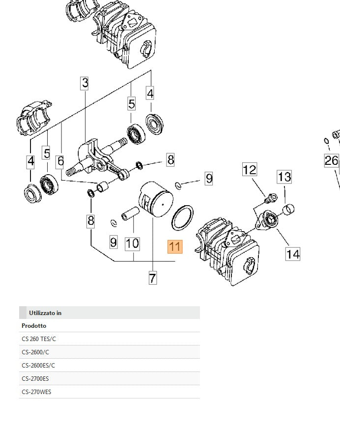 SEGMENTO FASCE PISTONE DIAMETRO 35 PER MOTOSEGA 269 TCSSHINDAIWA