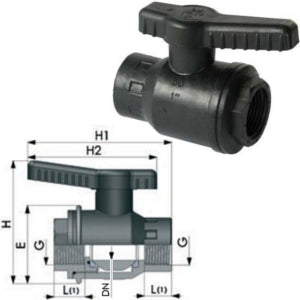 VALVOLA RUBINETTO A SFERA F/F DA 3/4 PLASTICA NERA BUCCHI