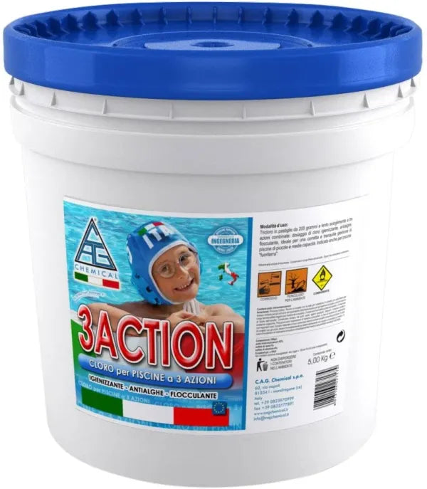 CLORO IN PASTIGLIE A 3 AZIONI DA 200 GR. CHEMICAL DA 5 KG