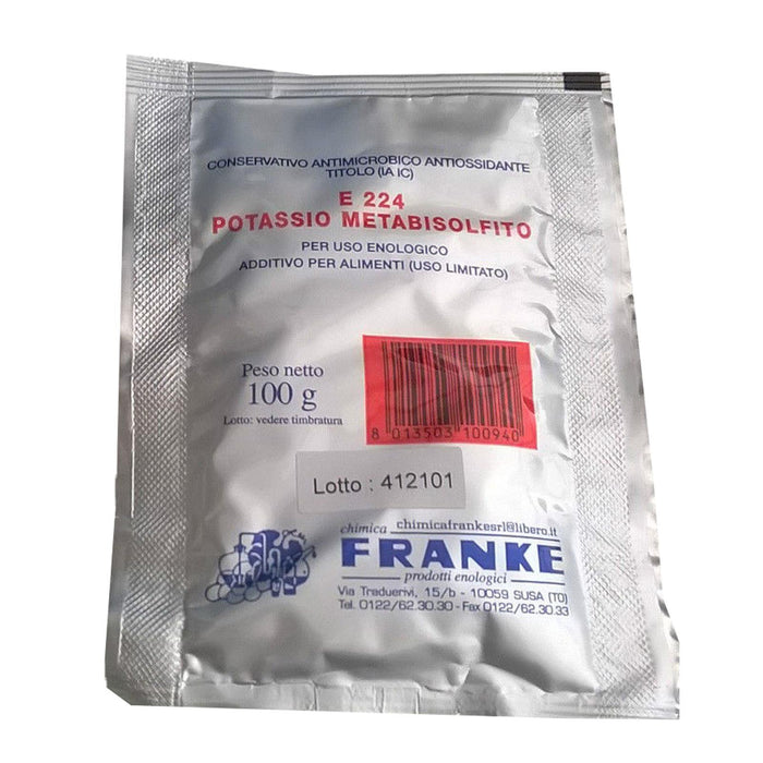 METABISOLFITO POTASSIODA 100 GRAMMI