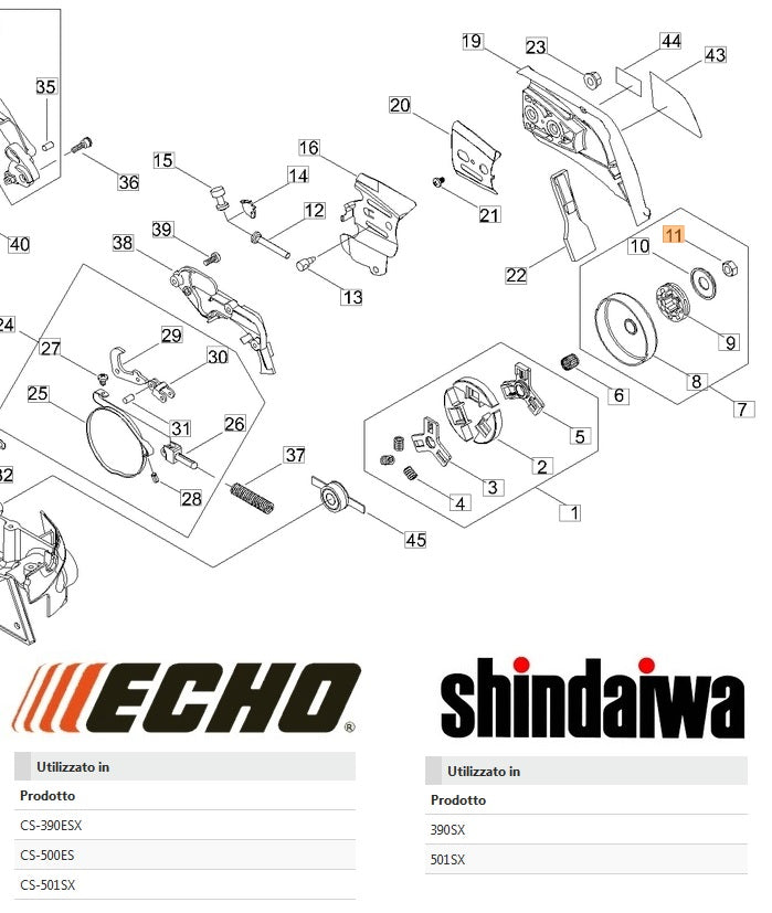 DADO PER MOTOSEGA TIPO 452/501 SX SHINDAIWA