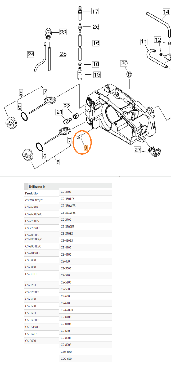 VALVOLA DI CONTROLLO PER MOTOSEGA 601 SX SHINDAIWA