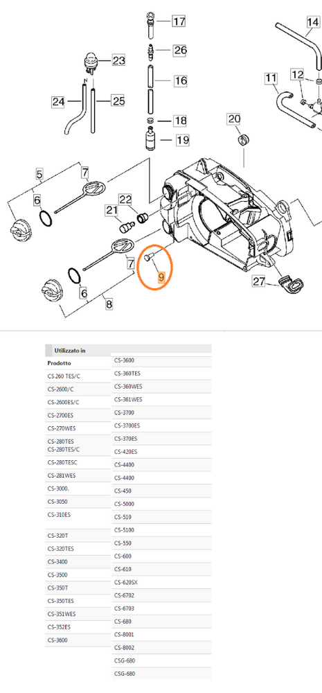 VALVOLA DI CONTROLLO PER MOTOSEGA 601 SX SHINDAIWA