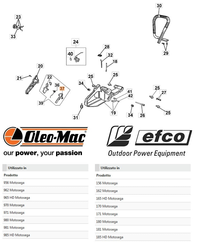 Leva fermo acceleratore ricambio motoseghe Oleomac 956/962/971
