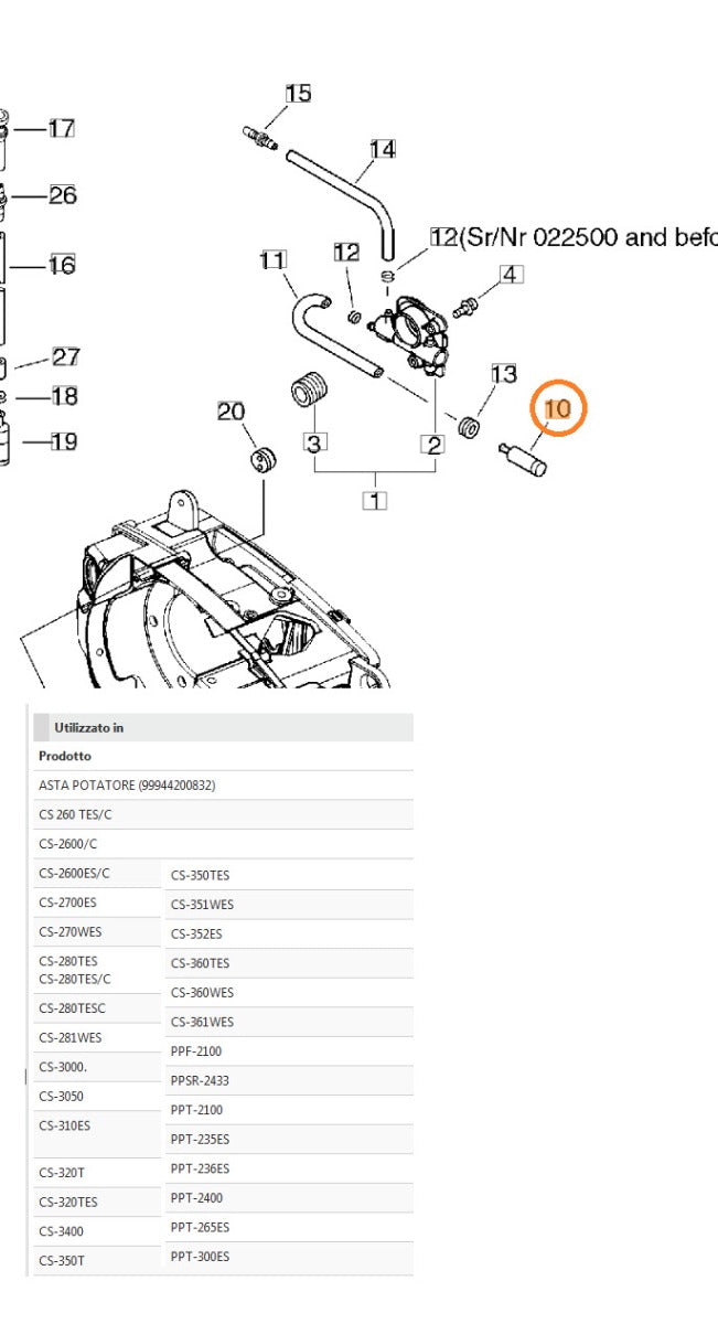 FILTRO OLIO PER MOTOSEGA  260/320 TS SHINDAIWA
