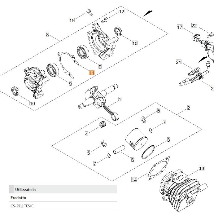 GUARNIZIONE CARTER CILINDRO PER MOTOSEGA 251 TCS SHINDAIWA