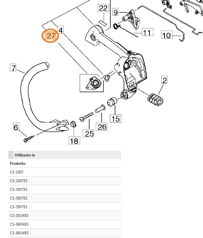 COLLETTORE PER MOTOSEGA 320 TS SHINDAIWA