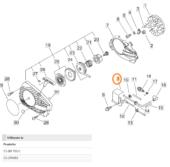 BOBINA PER MOTOSEGA 269 TCS SHINDAIWA