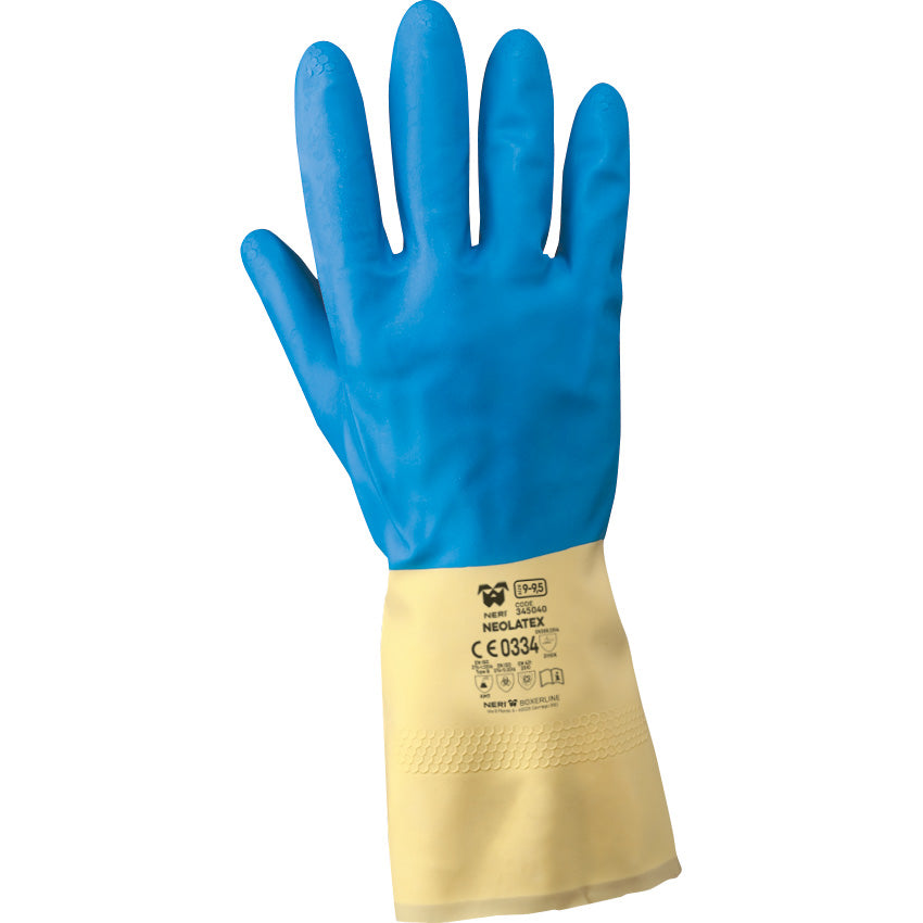 GUANTI IN LATTICE NATURALE NEOPRENE BLUE E GIALLO TG.7-7.5