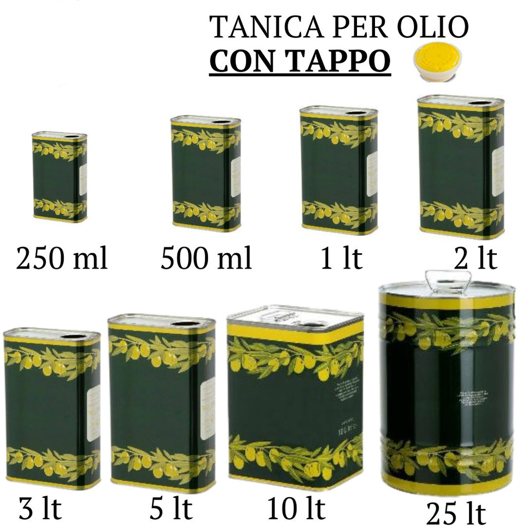LATTINA LATTA FUSTO PER OLIO BANDA STAGNATA DA 250 ML CON TAPPO
