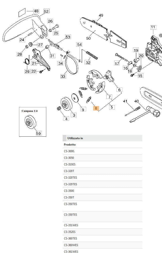 MOLLA FRIZIONE PER MOTOSEGA 305-360 TS-362 TS SHINDAIWA