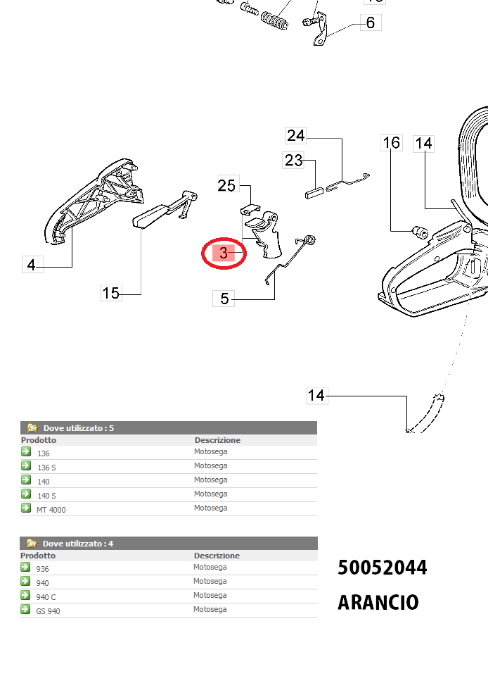kit acceleratore per motosega 936/940 oleomac