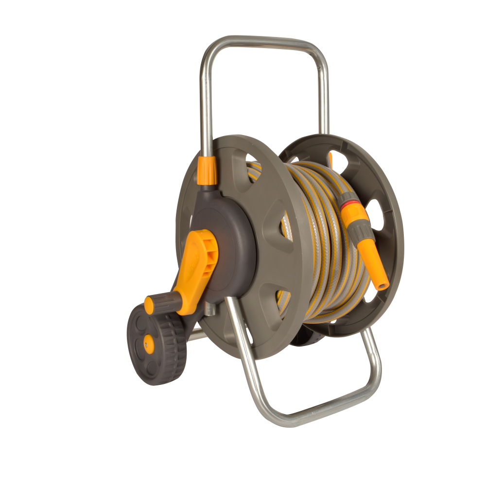 CARRELLO AVVOLGITUBO  CHARIOT CON TUBO DA 20 MT.+RACCORDI HOZELOCK