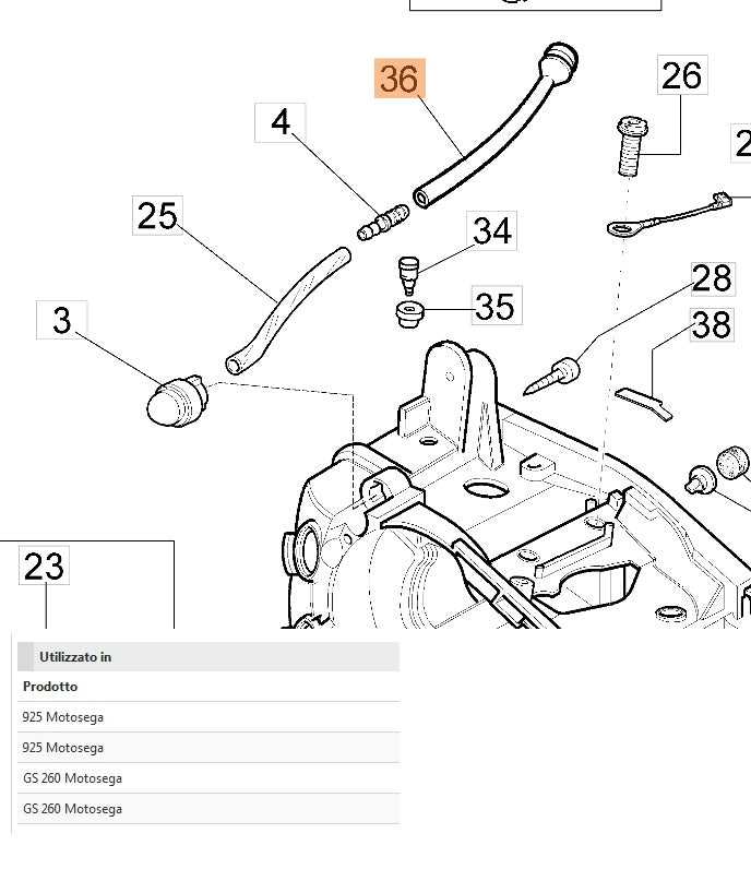Tubo ricambio per motosega 925 Oleomac