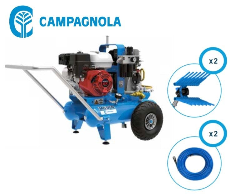 MOTOCOMPRESSORE KIT MARCA CAMPAGNOLA TIPO MC 550 MOTORE HONDA CON 2 ABBACCHIATORI TUONO E TUBI