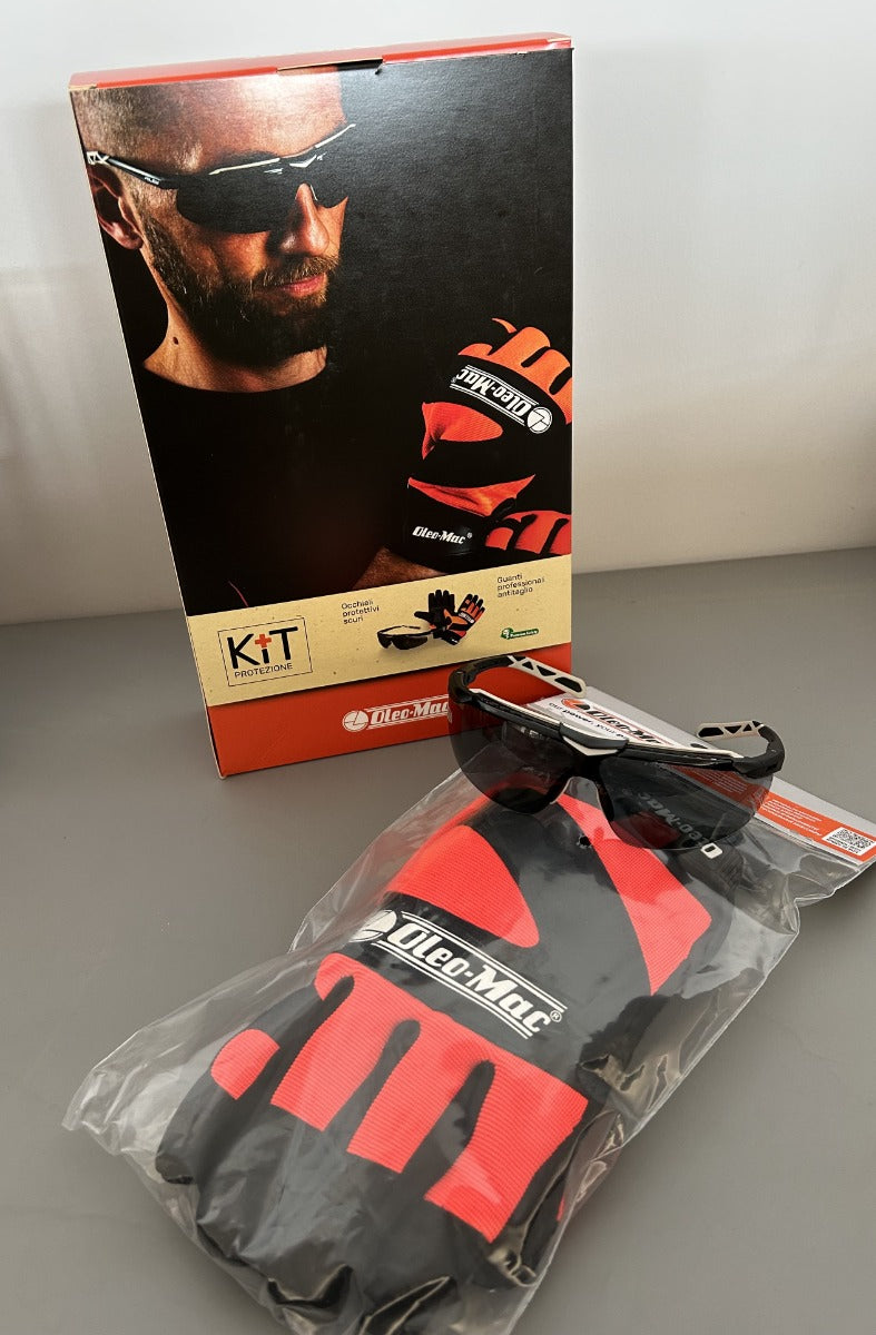 KIT PROTEZIONE OLEOMAC GUANTI PROFESSIONALI ANTITAGLIO+OCCHIALI