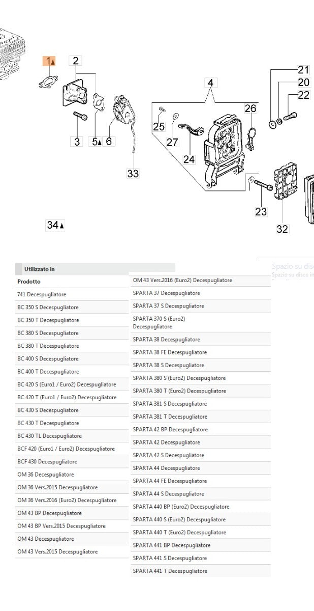 Guarnizione ricambio decespugliatore Oleomac 61200019AR